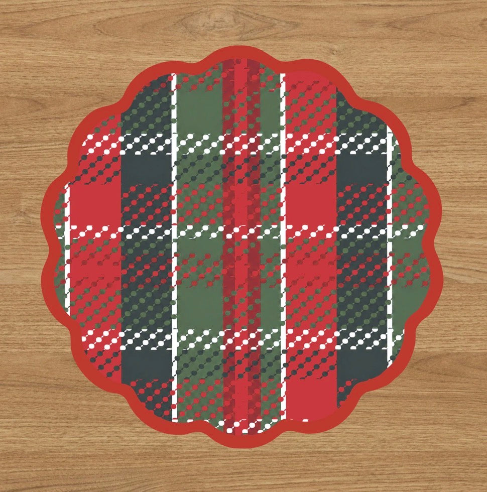 VIDA Nutcracker and Plaid Reversible Placemats Set of 4 (Red and Green)