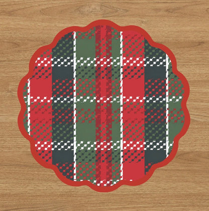 VIDA Nutcracker and Plaid Reversible Placemats Set of 4 (Red and Green)