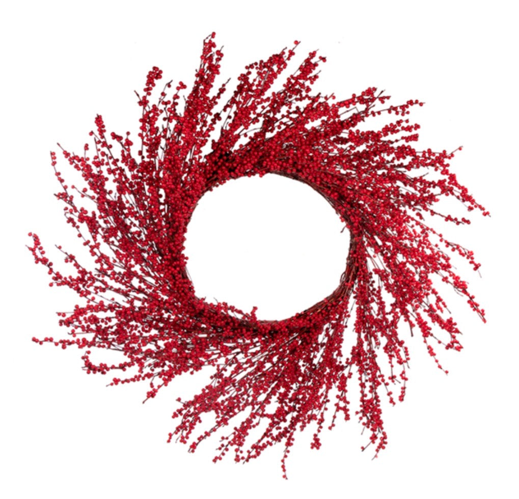 24" BERRY WREATH RED