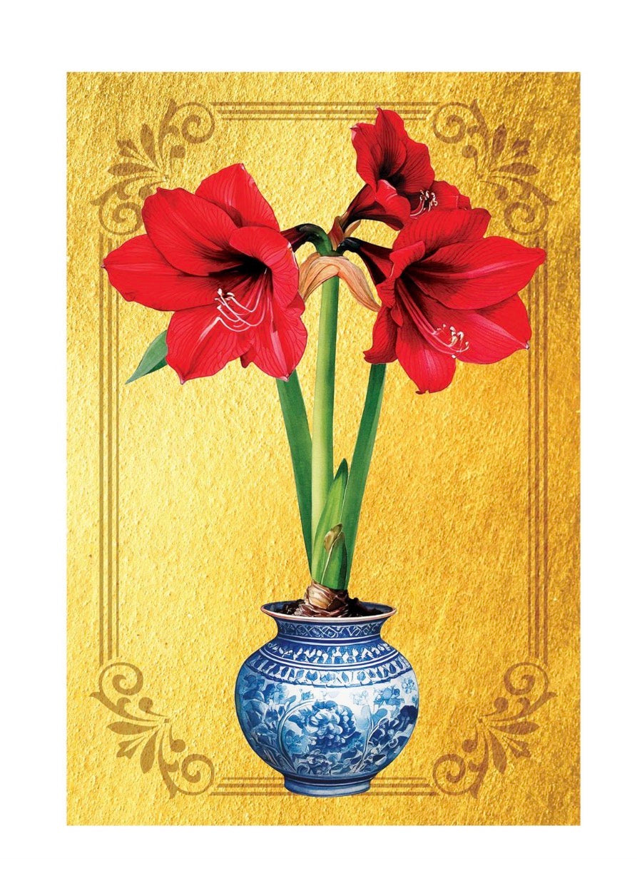 Gilded Amaryllis Lustre Flag