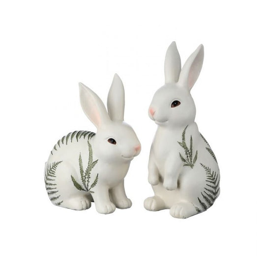 6-7” resin wild fern leaf bunny