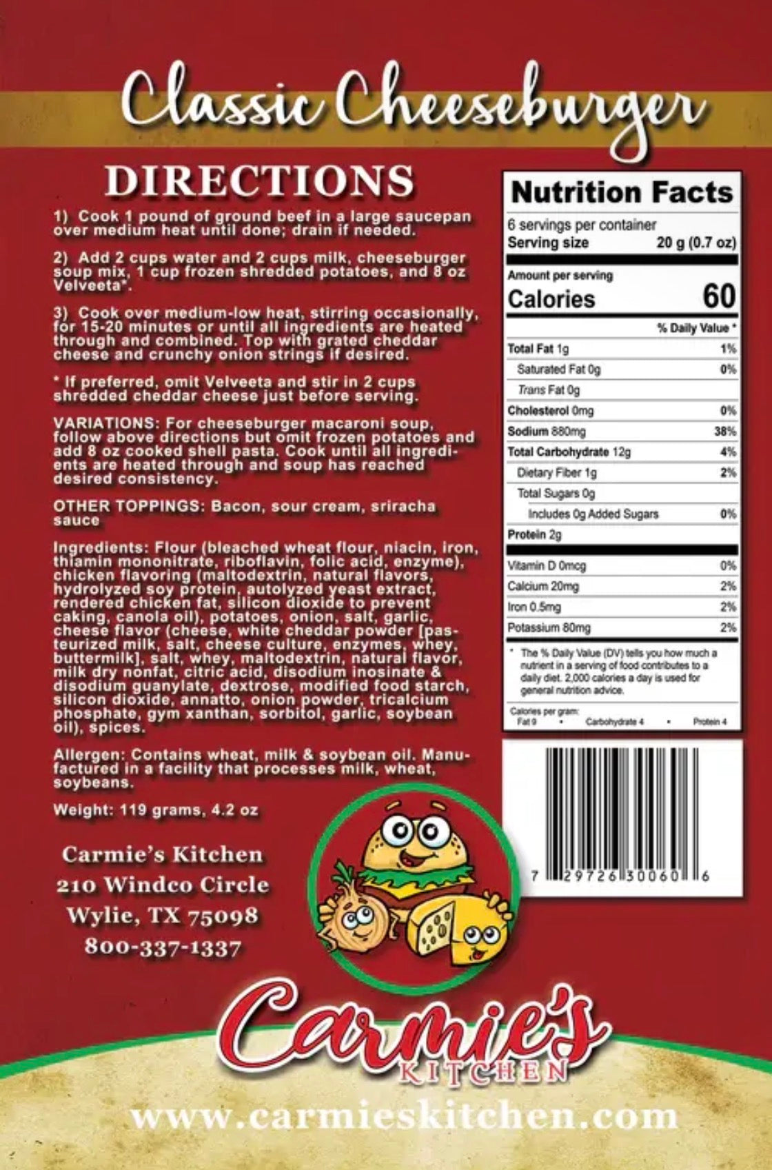 Classic Cheeseburger Soup Mix