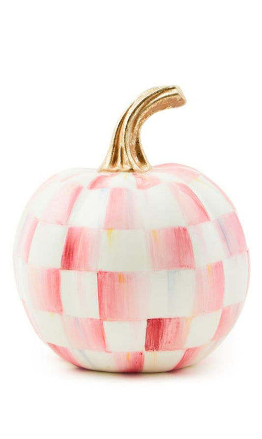 MacKenzie-Childs Bubblegum Pink Check Mini Pumpkin