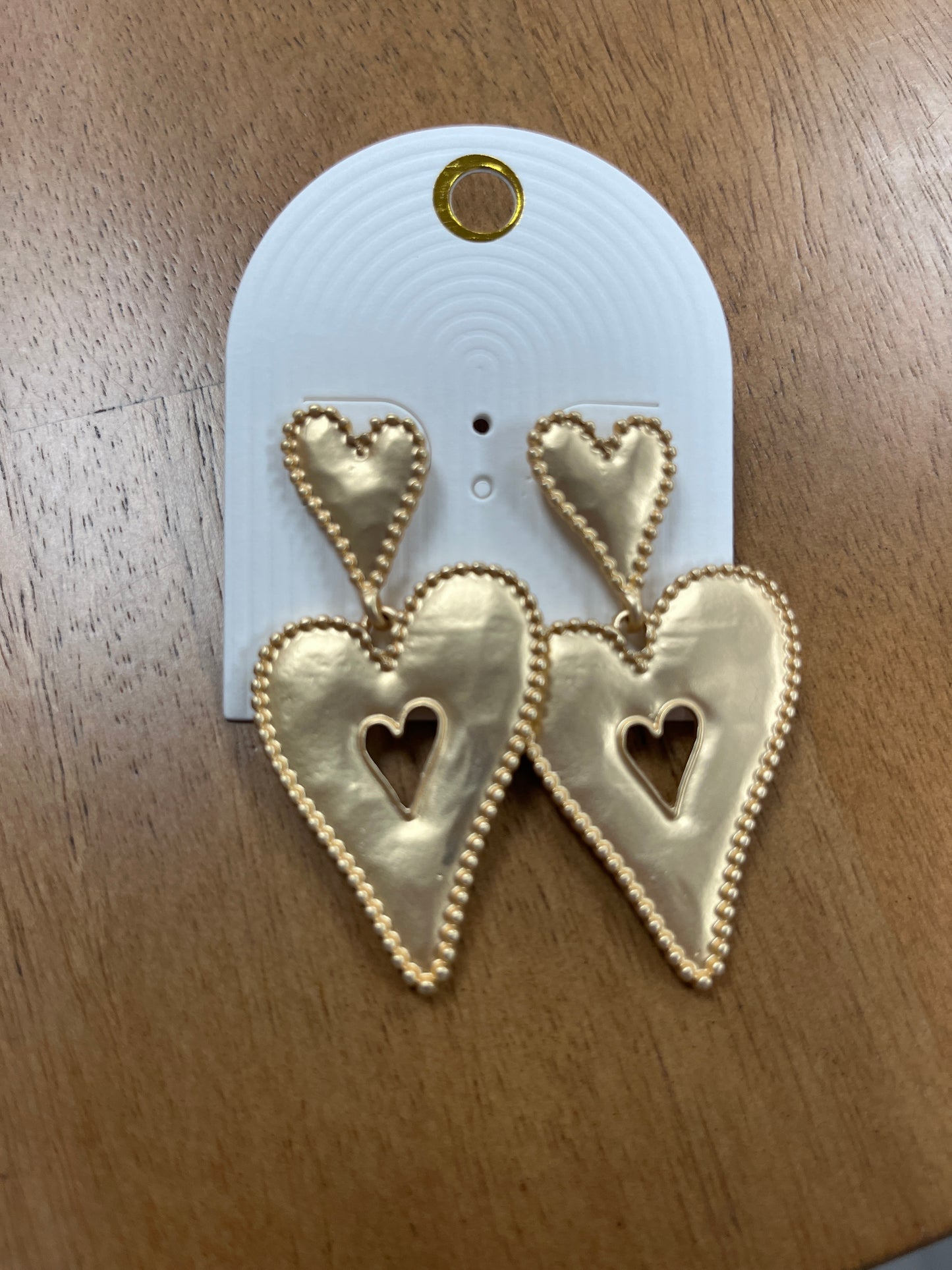 Double puffy heart 2” stud earring
