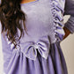 Kids Lavender Velvet bow Ruffle Fancy Holiday Party Dress