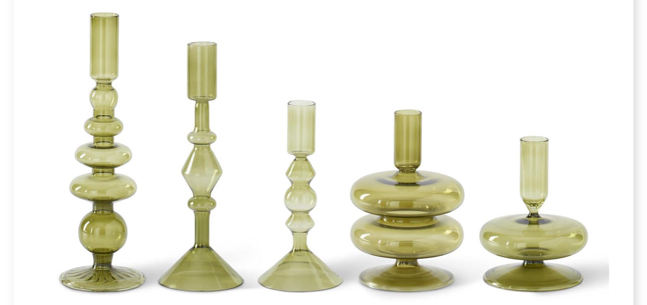 Green Taper Candle Holders