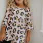 Kids Fall Winter Pink Leopard Ruffle Sleeve Shirt Blouse