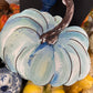 Blue and white metal pumpkins