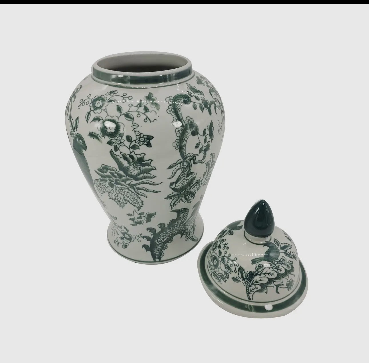 Jasper green parrot ceramic jar