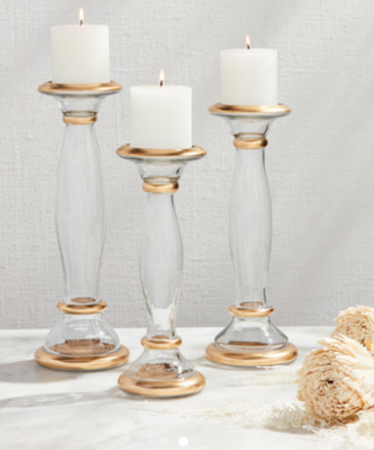 Glass and Gold Candlesticks