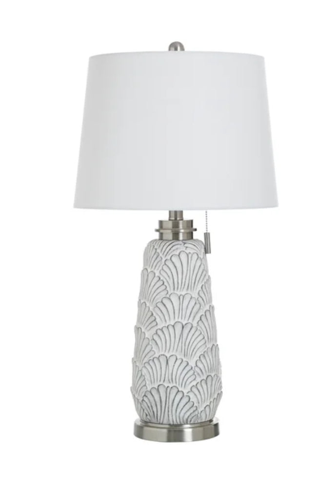 Antique white poly table lamp