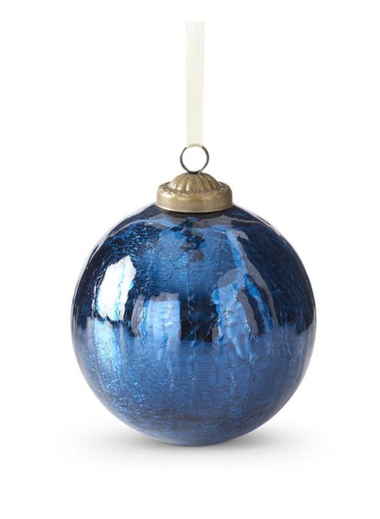 4 Inch Mirrored Blue Crackled Glass