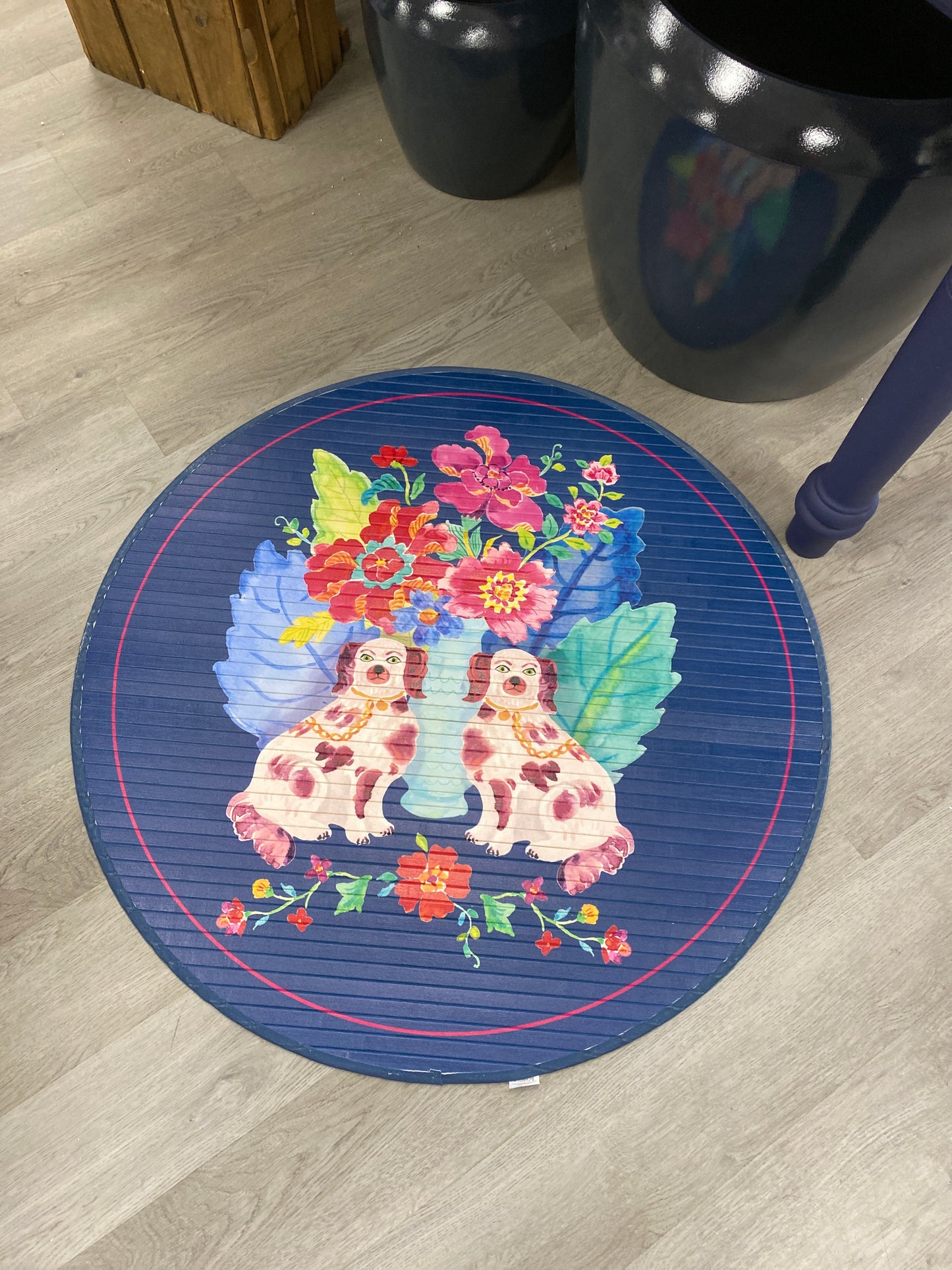 35” Round Bamboo Tobacco Leaf Staffordshire