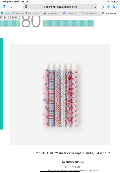 Americana Taper Candles