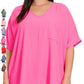 Plus Woven Airflow V-neck Dolman Short Sleeve Top