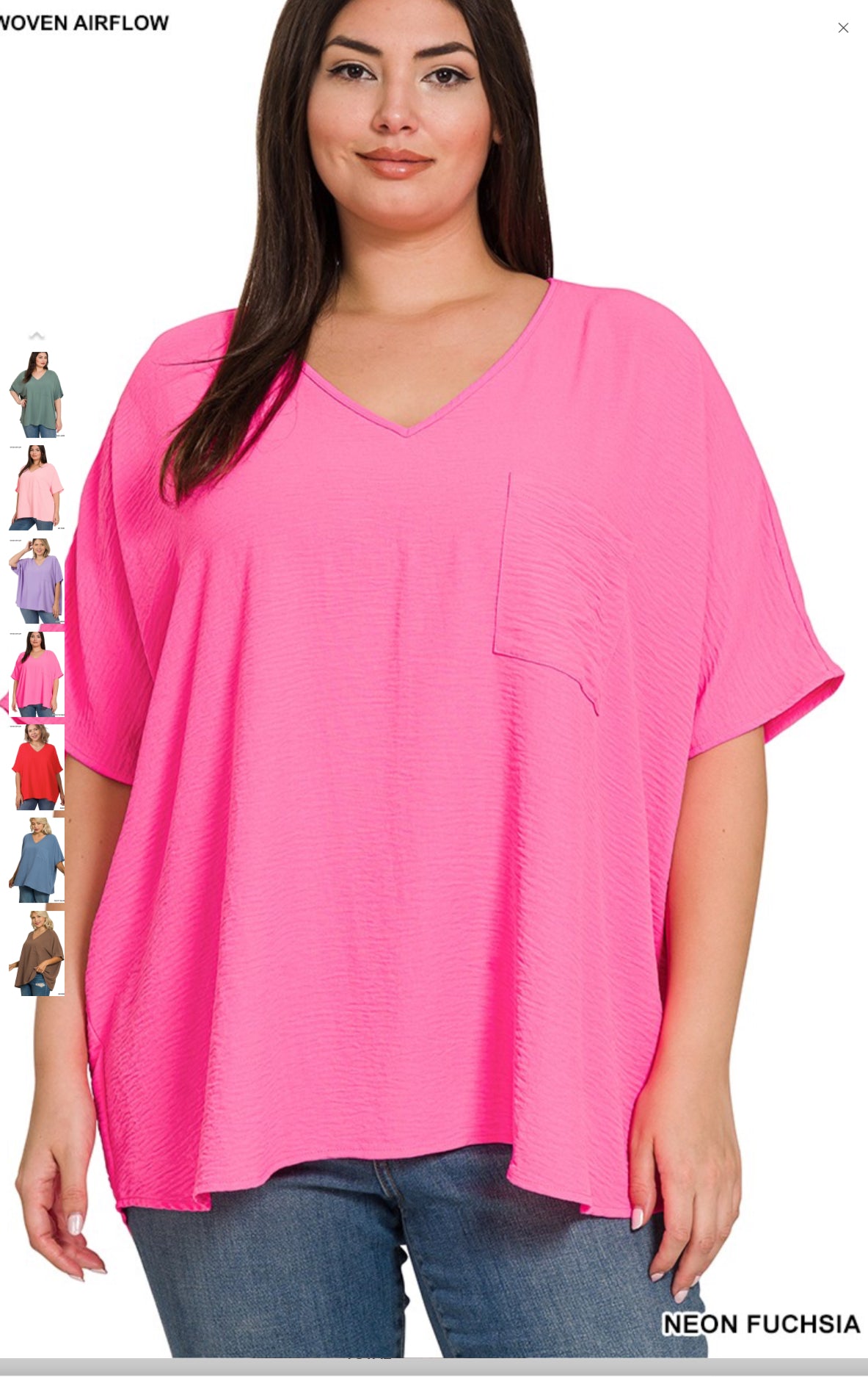 Plus Woven Airflow V-neck Dolman Short Sleeve Top