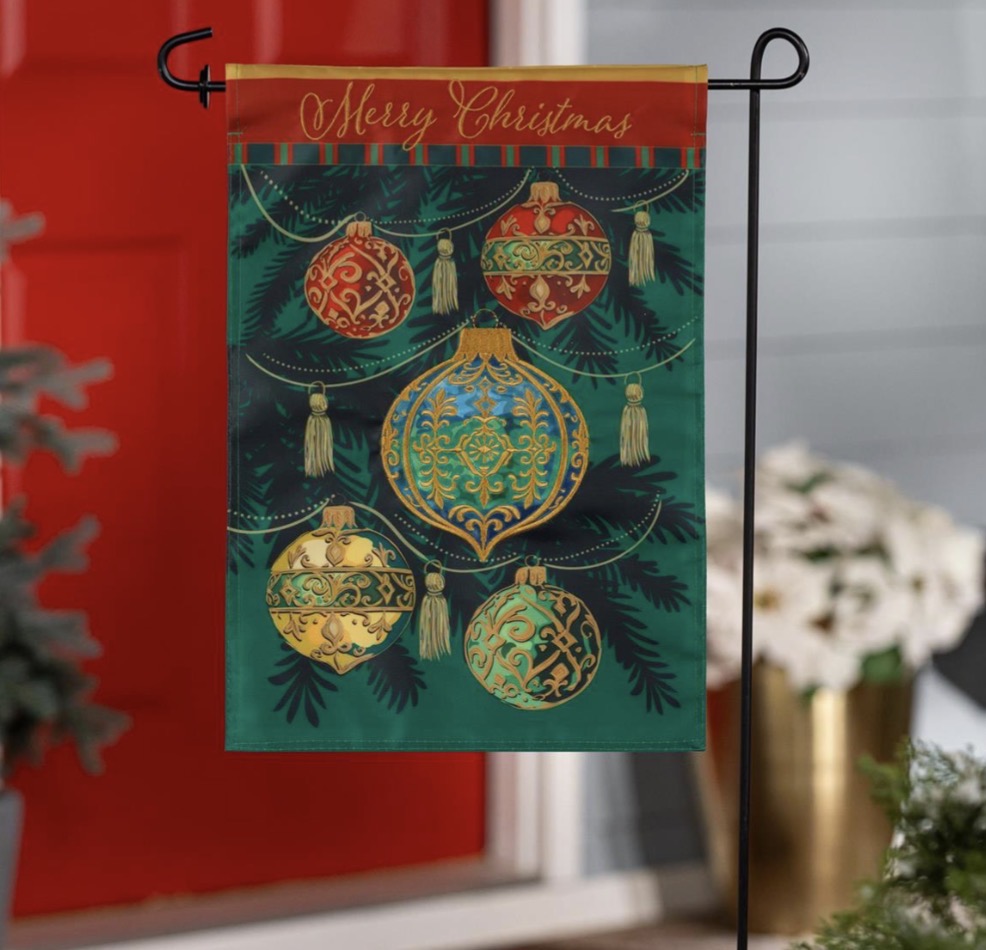 Merry Christmas Ornaments Applique Flag, Garden