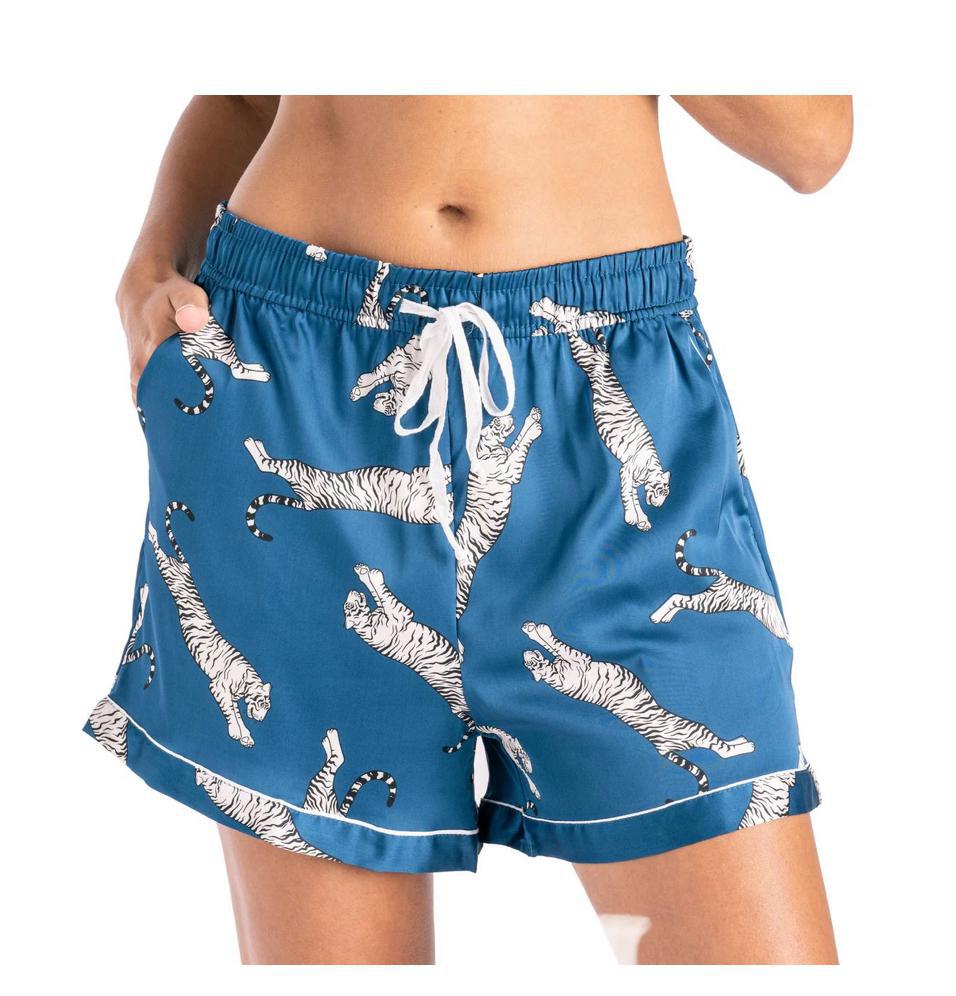 Sleep Easy Tiger Satin Pajama Shorts