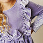 Kids Lavender Velvet bow Ruffle Fancy Holiday Party Dress