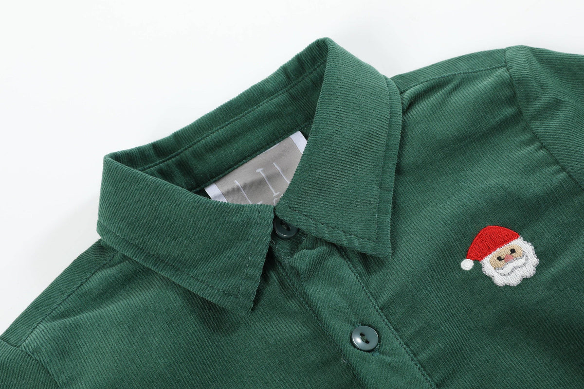 Green Corduroy Santa Dress Shirt