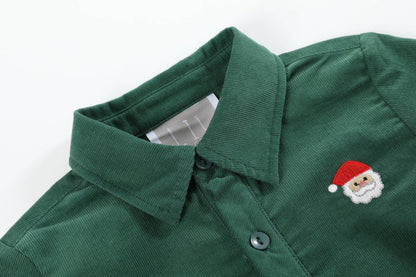 Green Corduroy Santa Dress Shirt