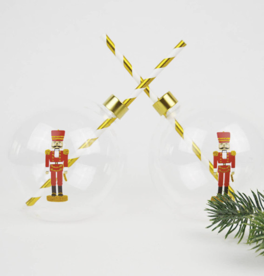 2pc Ornament Glass Set Nutcracker