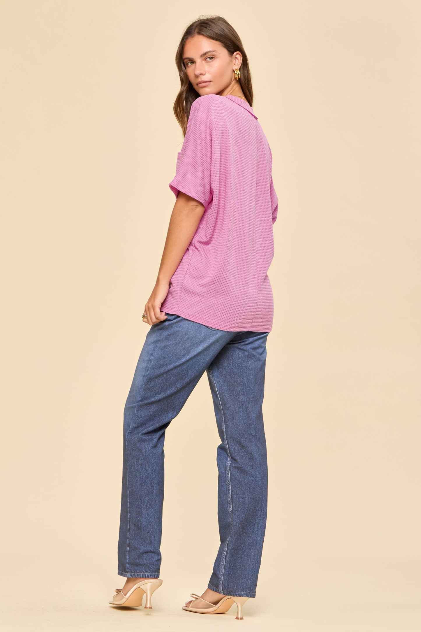 Two Tone Waffle Knit Top