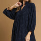 Jacquard High Ruffle Neck Dress-navy