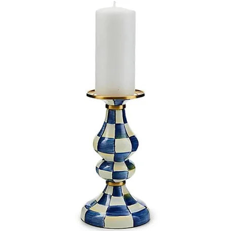 Royal check, medium pillar candlestick