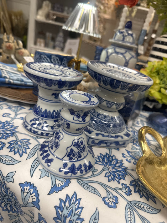 Blue collection candleholders