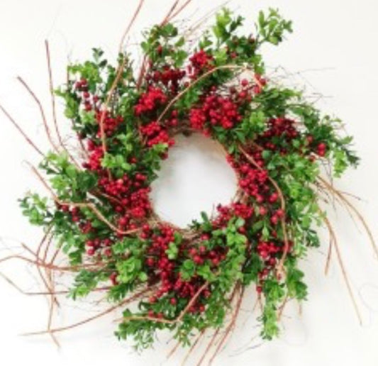 26” BOXWOOD BERRY WREATH