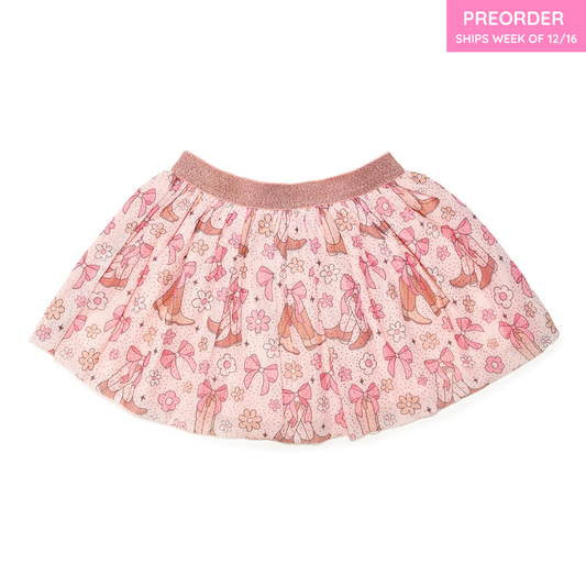 Coquette Cowgirl Tutu - Kids Dress Up Skirt - Bows