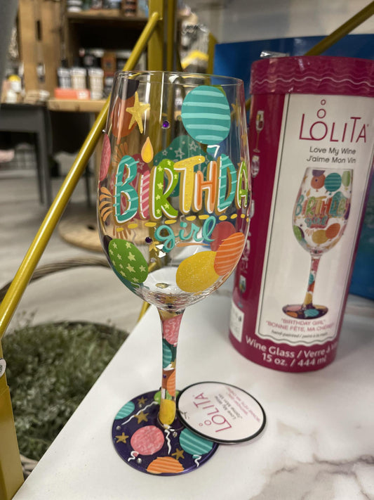 Birthday girl wine glass