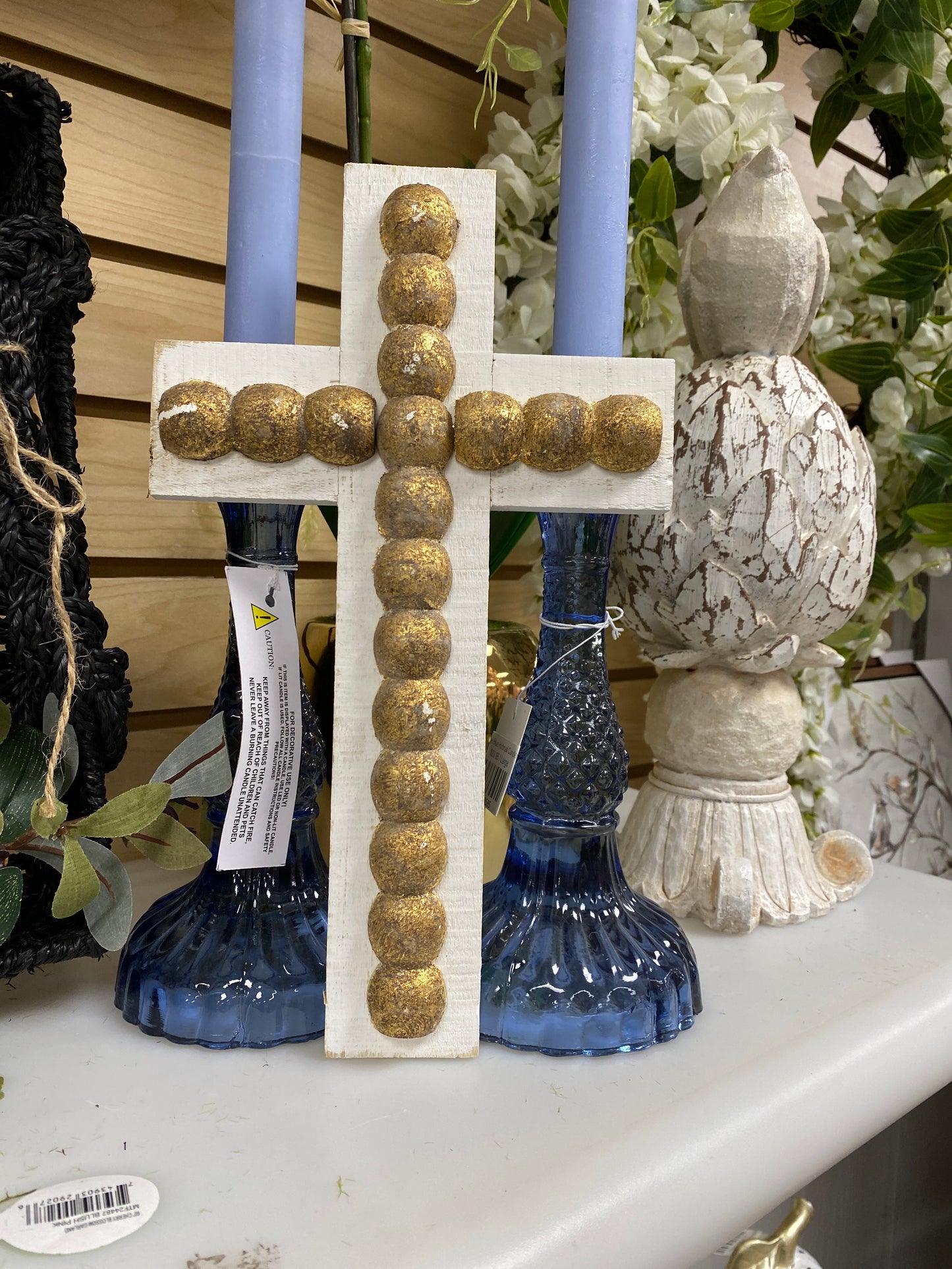 6.5 x 11 wood beaded wall cross