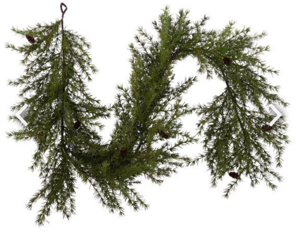 6'L MING PINE GARLAND LT MOSS GREEN