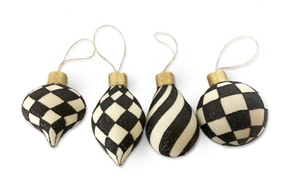 classic courtly glass ornaments, set of 4