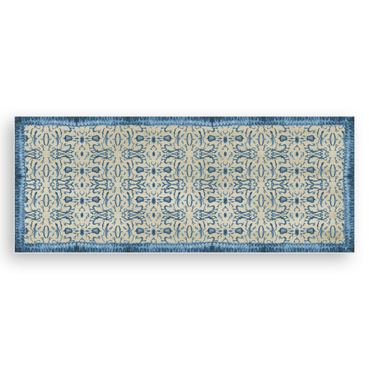Blue & Tan Chinoiserie Vinyl Floor Mat