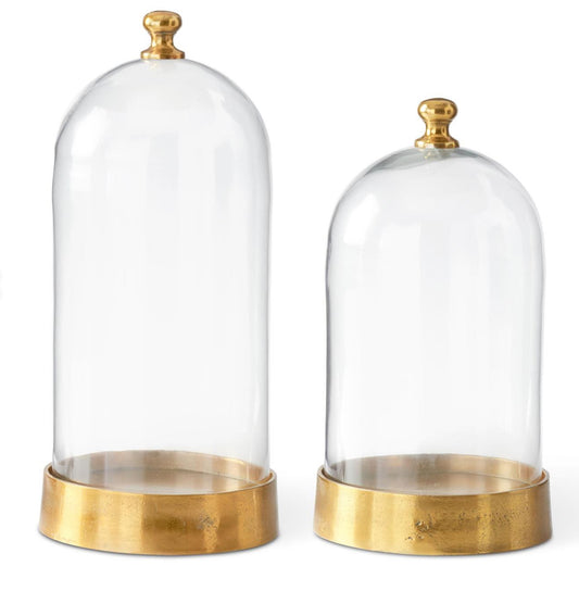 Clear glass & antiqued gold metal cloches