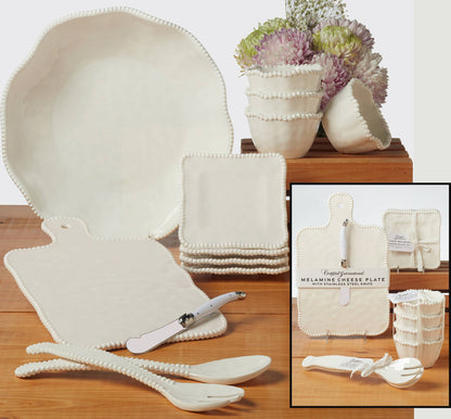 Perlette Cream - HW Mel Cheese Board w  Knife 13.875in