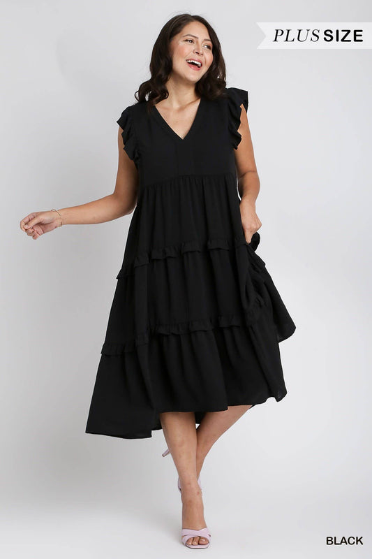 Plus Ruffle Tiered Midi Dress