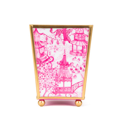 Garden Party Enameled Square Cachepot Planter