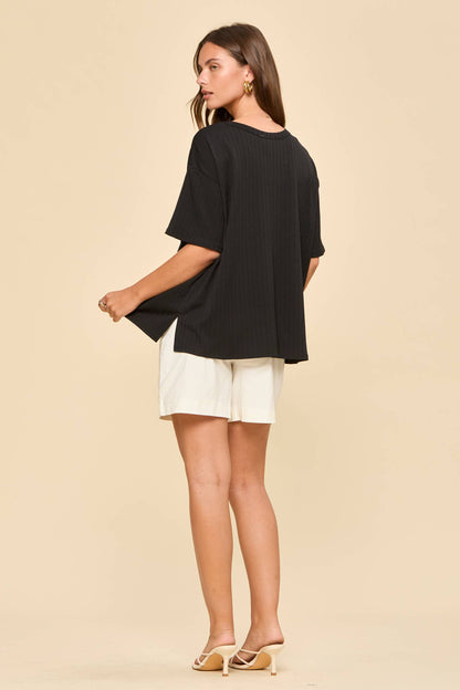 Boyfriend Ribbed Knit Top