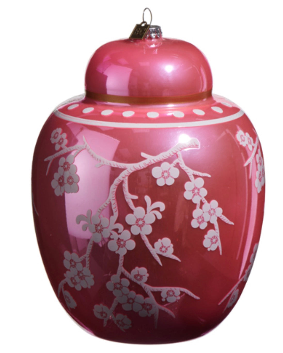 8" Pink Floral Ginger Jar Ornament