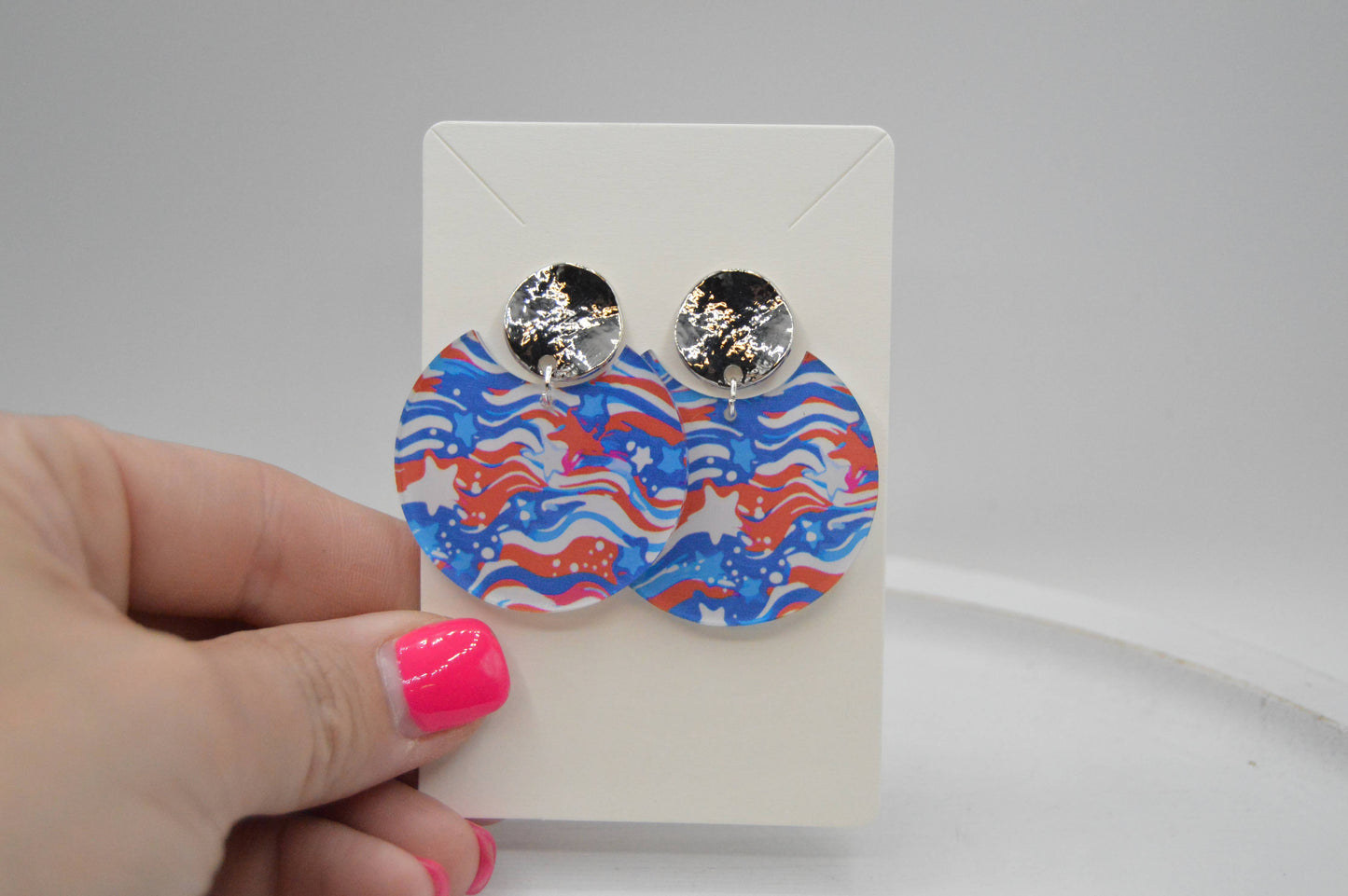 July 4th Earrings, Acrylic Earrings, Fourth of July
