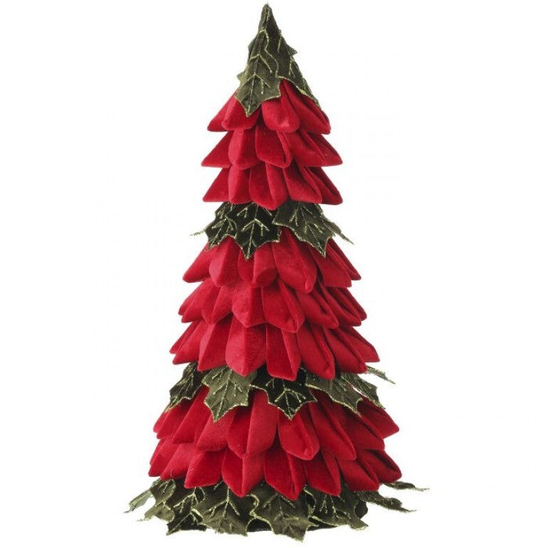 20 inch velvet Holly leaf cone tree