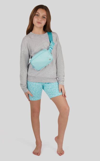 Girls Crew Sweatshirt, Basic Short, Fanny Bag - 3 PCS Set