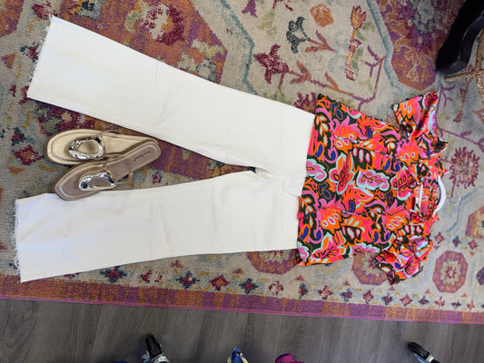 Vervet high rise crop flare- white