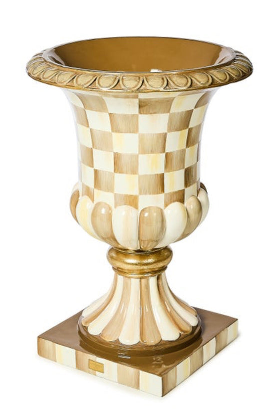 Mocha Check Pedestal Urn