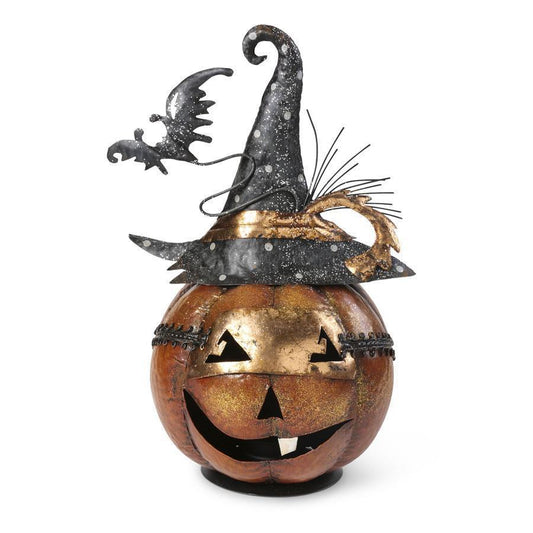 Metal jack o lantern candleholder