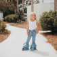 Kids Light Wash Denim Double Ruffle Jeans Pants